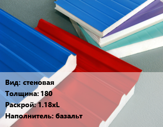 Сэндвич-панель стеновая s=180 1.18хL Наполнитель:базальт, м2, Z-Lock цена от 3198 сом / м2, где купить, условия доставки в Оше и Ошской области